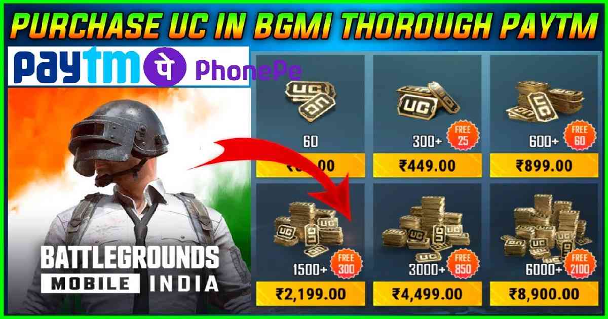 Purchase UC in BGMI Through Paytm Phonepe